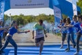 Runner sprayed with blue powder Royalty Free Stock Photo